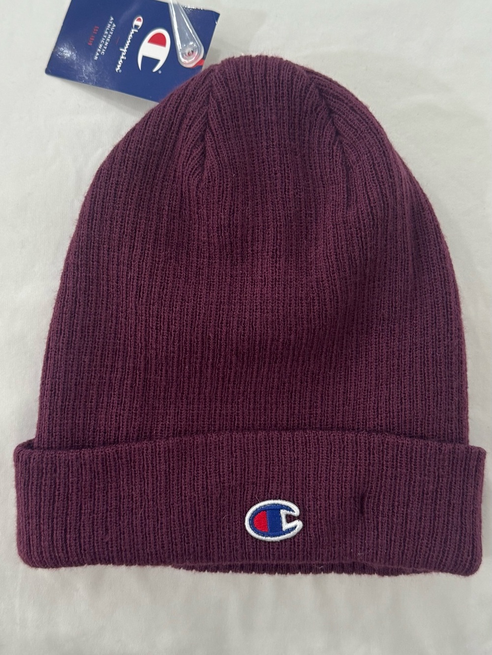 Champion Kids Burgundy Knit Cuffed Beanie with Logo